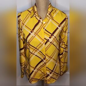 Forever 21 Retro 70s Yellow Plaid Women's Top Size XS (1 flaw-photo)
